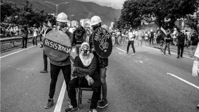 Anti-government protesters in Caracas, Venezuela