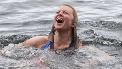 Victoria Gill swims in the Antarctic