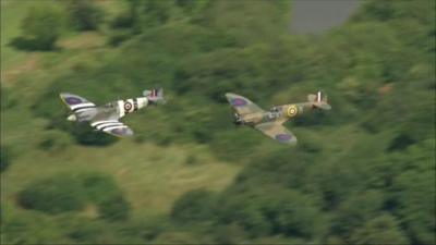 Spitfires flypast for funeral of Dame Vera Lynn