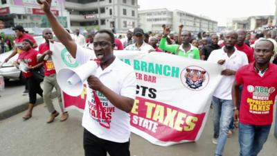 Protestors in Lagos, Nigeria