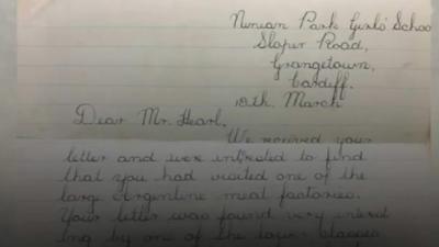 wartime letters between a seaman and school pupils in Cardiff