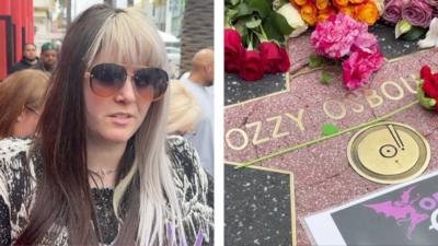 Fans put flowers on Hollywood Walk of Fame.