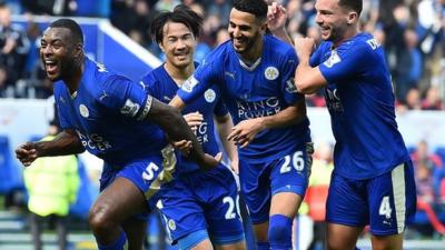 Wes Morgan celebrates