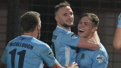 Leroy Millar celebrates scoring against Cliftonville