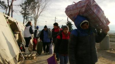 Refugees attempt to make the journey into Macedonia