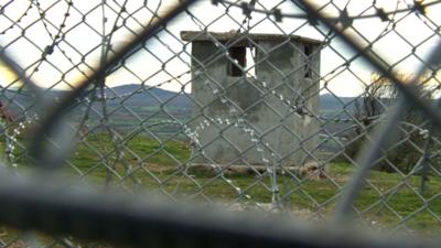 Barbed wire fence built on the border of Turkey and Bulgaria to slow the flow of migrants