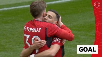 Scott McTominay celebrates a goal against Coventry in the FA Cup semi-finals