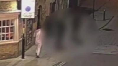 A still from CCTV shows Corrie Mckeague walking in Bury St Edmonds on the day he disappeared