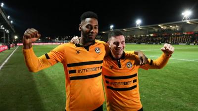 Goalscorers Jamille Matt and Padraig Amond celebrate