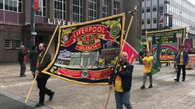 May day banner in Liverpool