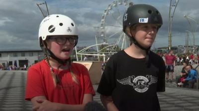 Skateboarders in Portrush