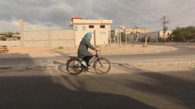 Amna Suleiman cycling in Gaza