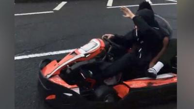 Go kart on the road in Newport