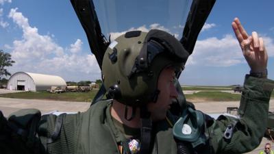 Pilot Ellis Williams in an RAF Typhoon