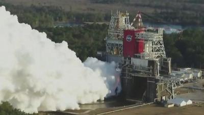 NASA test with lots of steam and smoke