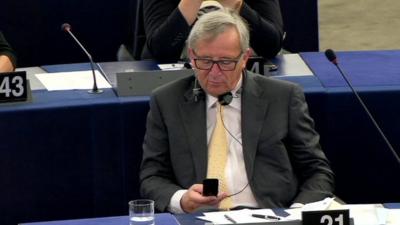 Jean-Claude Juncker with mobile phone