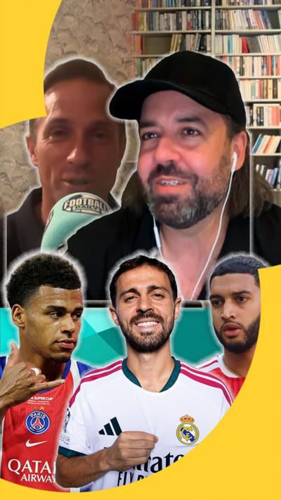 Julien Laurens & James Horncastle, with Bernardo Silva, Desire Doue & Ismael Saibari in the foreground