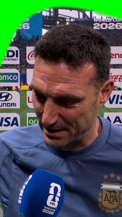 Lionel Scaloni emotional in a post-match interview after Argentina beat Egypt in the 2026 World Cup