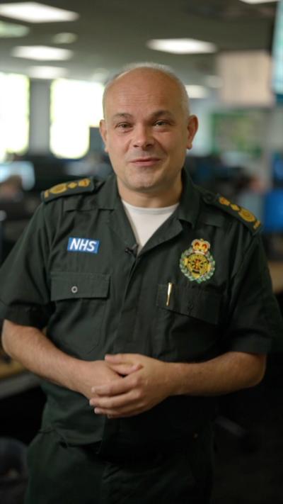 NHS paramedics speak to the camera