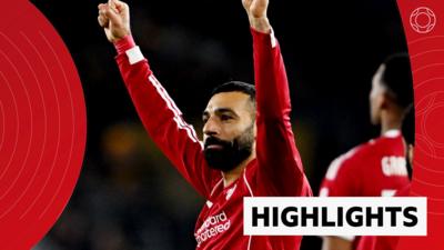 Mohamed Salah celebrates his goal against Wolves