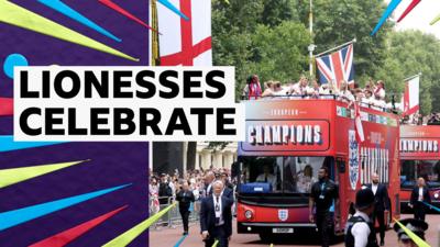 England on open-top bus