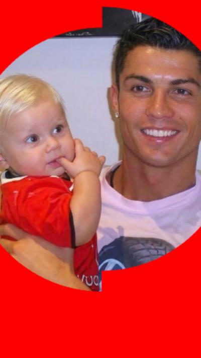 A digitally-altered image purporting to show a young Cristiano Ronaldo holding Erling Haaland as a baby. 