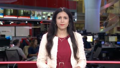 Reporter Noor Nanji's piece to camera from the BBC newsroom