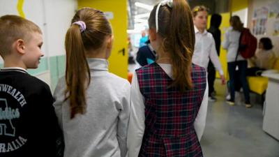pupils in bunker school