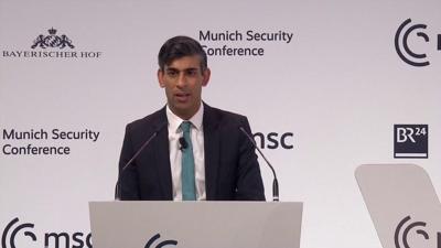 Rishi Sunak on stage in Munich