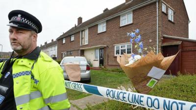 Police outside a property in Halstead, where a three year old boy was bitten by a dog