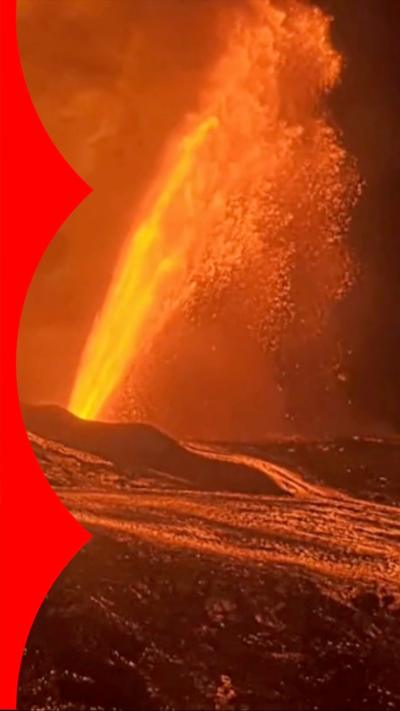 A shoot of lava spews from Hawaii volcano
