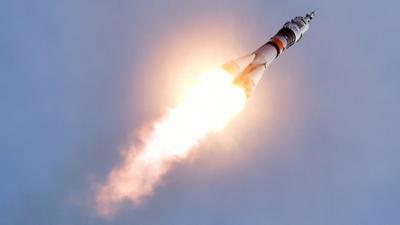 Russia's Soyuz TMA-18M spacecraft carrying the International Space Station (ISS) crew of Kazakhstan's cosmonaut Aydyn Aimbetov, Russian cosmonaut Sergei Volkov and Denmark's astronaut Andreas Mogensen from the European Space Agency blasts off from the launch pad at Russian-leased Baikonur cosmodrome on September 2, 2015.