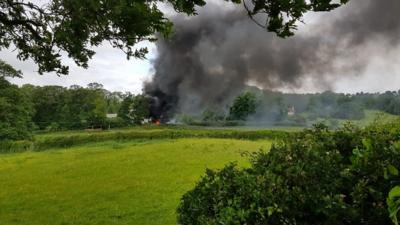 The fire in Garth Road in Trevor,