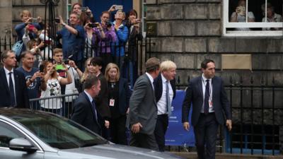 Emotions were high in the crowd as Boris Johnson met Nicola Sturgeon in Edinburgh