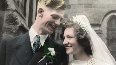 Denis and Anne on their wedding day