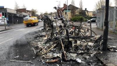 There were several hours of violence on Wednesday and a bus was petrol bombed in west Belfast