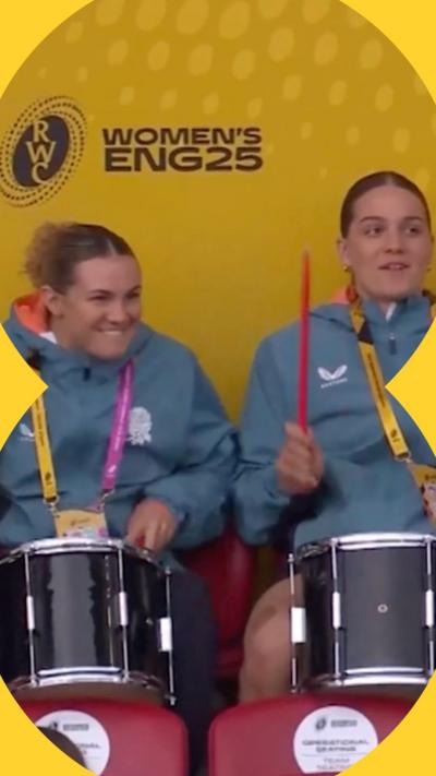 Ellie Kildunne and Lilli Ives Campion play on drums 