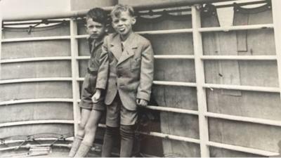 Gerald Granston with a friend aboard the SS St Louis