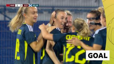 Scotland's Caroline Weir celebrates her goal with her team-mates