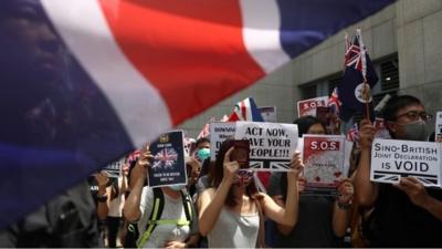 protesters at UK consulate