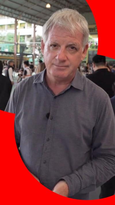 The BBC's Jonathan Head outside the school where the shooting took place