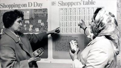 Shoppers on decimal day