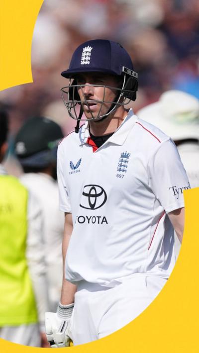 Dan Lawrence walks off the crease