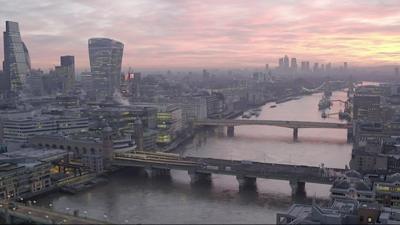 Drone shot of London skyline