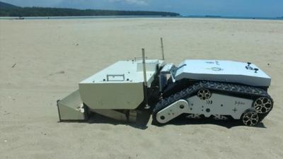 Rubbish-clearing beach robot in Thailand