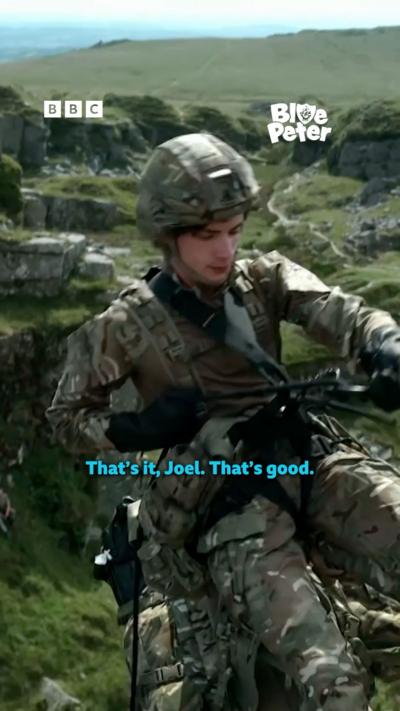 Joel on his Royal Marine challenge.