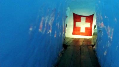 An ice grotto inside the Rhone Glacier, Switzerland