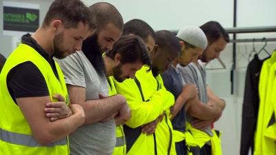 Muslims praying as they break the Ramadan fast in Paris, France