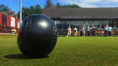 Bangor's Pickie Bowling Club hosting short mat lawn bowls for the visually impaired.