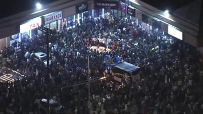 Aerial of mourners